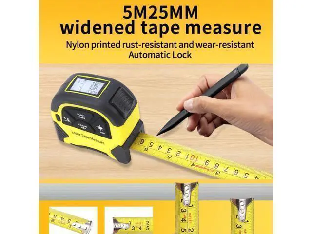 Alt view image 3 of 7 - 2-in-1 Laser Tape Measure - 130 Ft/40 m Digital Tape Measure & 16 Ft/5 m Measuring Tape Tool with Magnetic Hook, Pythagorean, Area, Volume, LCD Screen for Construction & Woodworker (M/in/Ft Unit)