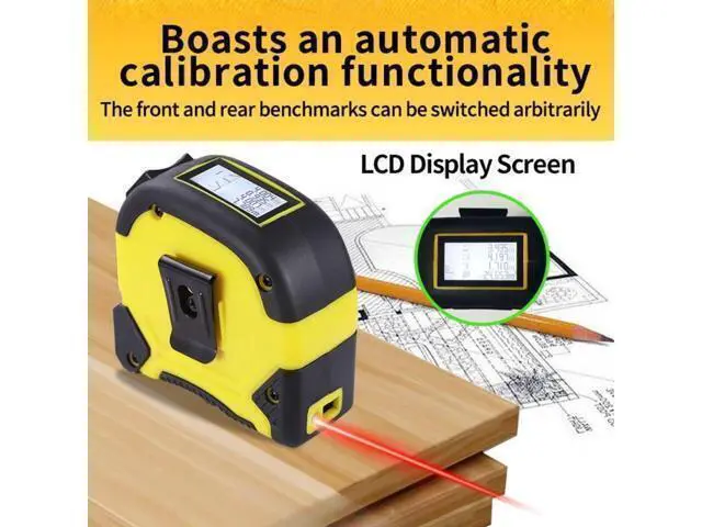 Alt view image 4 of 7 - 2-in-1 Laser Tape Measure - 130 Ft/40 m Digital Tape Measure & 16 Ft/5 m Measuring Tape Tool with Magnetic Hook, Pythagorean, Area, Volume, LCD Screen for Construction & Woodworker (M/in/Ft Unit)