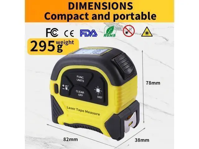 Alt view image 5 of 7 - 2-in-1 Laser Tape Measure - 130 Ft/40 m Digital Tape Measure & 16 Ft/5 m Measuring Tape Tool with Magnetic Hook, Pythagorean, Area, Volume, LCD Screen for Construction & Woodworker (M/in/Ft Unit)