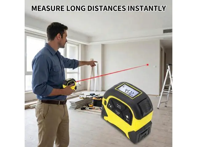 Alt view image 7 of 7 - 2-in-1 Laser Tape Measure - 130 Ft/40 m Digital Tape Measure & 16 Ft/5 m Measuring Tape Tool with Magnetic Hook, Pythagorean, Area, Volume, LCD Screen for Construction & Woodworker (M/in/Ft Unit)