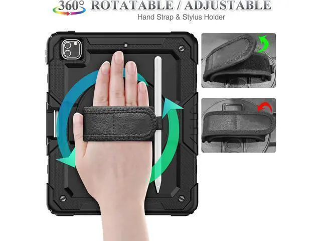 Alt view image 3 of 7 - BONAEVER Case for iPad Pro 12.9 inch 2022 2021 2020 2018 Shockproof Cover with Screen Protector Pen Holder Stand and Shoulder Strap Stylus Pen