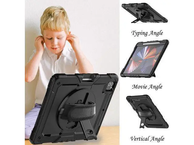 Alt view image 4 of 7 - BONAEVER Case for iPad Pro 12.9 inch 2022 2021 2020 2018 Shockproof Cover with Screen Protector Pen Holder Stand and Shoulder Strap Stylus Pen