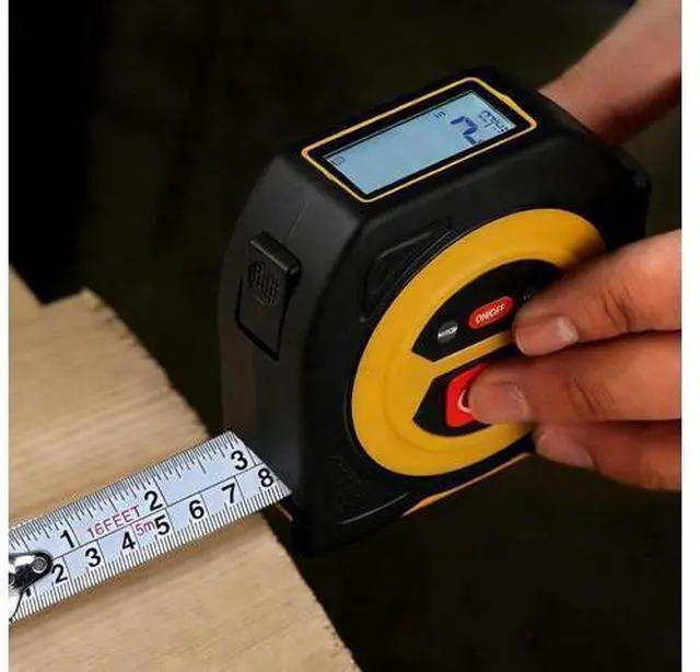Alt view image 2 of 6 - Digital Tape Measure 16ft/5m, 25mm Wide Blade Retractable Measuring Tape with Easy Read LCD Screen, 9 Data Memory, 2-in-1 Auto Lock Metric and Imperial Units