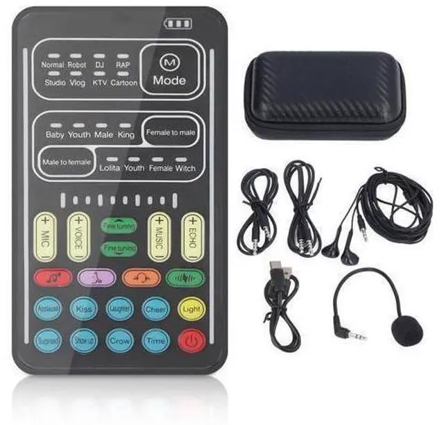 Main image of I9 Voice Changer Set, Mini Live Broadcast Voice Disguiser, Portable Sound Board Voice Changer, 8 Different Sounds/Sound Effects, for iOS, for Android (English Version)