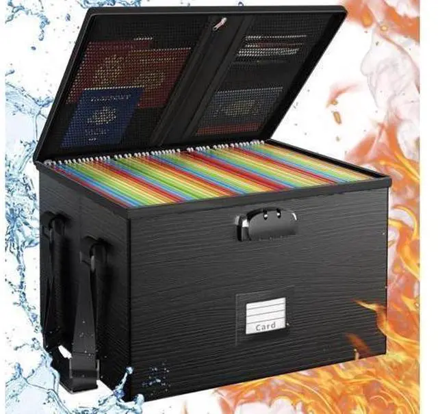 Main image of Fireproof Document Box File Organizer - Portable Locking Filing Storage Box with Handle Waterproof for Hanging Letter/Legal Folder Important Document