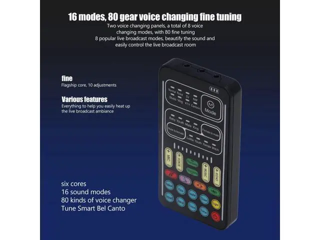 Alt view image 4 of 7 - I9 Voice Changer Set, Mini Live Broadcast Voice Disguiser, Portable Sound Board Voice Changer, 8 Different Sounds/Sound Effects, for iOS, for Android (English Version)