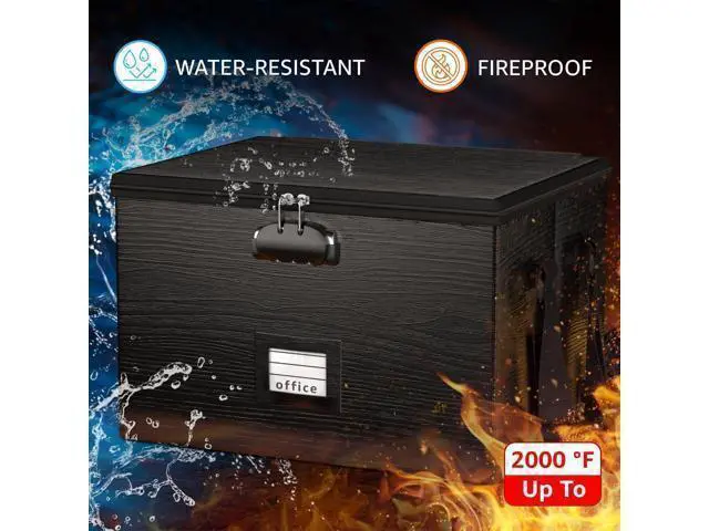 Alt view image 3 of 7 - Fireproof Document Box File Organizer - Portable Locking Filing Storage Box with Handle Waterproof for Hanging Letter/Legal Folder Important Document