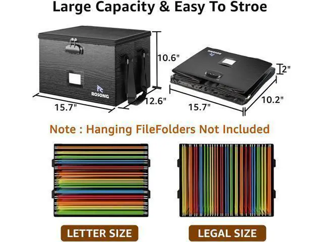 Alt view image 6 of 7 - Fireproof Document Box File Organizer - Portable Locking Filing Storage Box with Handle Waterproof for Hanging Letter/Legal Folder Important Document