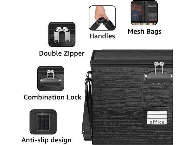 Alt view image 5 of 7 - Fireproof Document Box File Organizer - Portable Locking Filing Storage Box with Handle Waterproof for Hanging Letter/Legal Folder Important Document