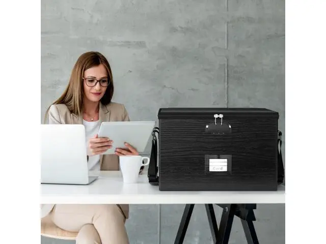 Alt view image 7 of 7 - Fireproof Document Box File Organizer - Portable Locking Filing Storage Box with Handle Waterproof for Hanging Letter/Legal Folder Important Document