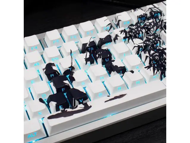Alt view image 3 of 5 - White Keycaps - Shine Through Side Print Cherry keycaps,131 Keys Double Shot PBT Keycaps, Ink Painting Keycap Set for 60/65 /75/100 Cherry Gateron Mx Mechanical