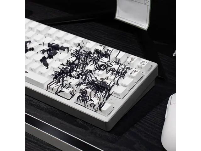 Alt view image 5 of 5 - White Keycaps - Shine Through Side Print Cherry keycaps,131 Keys Double Shot PBT Keycaps, Ink Painting Keycap Set for 60/65 /75/100 Cherry Gateron Mx Mechanical