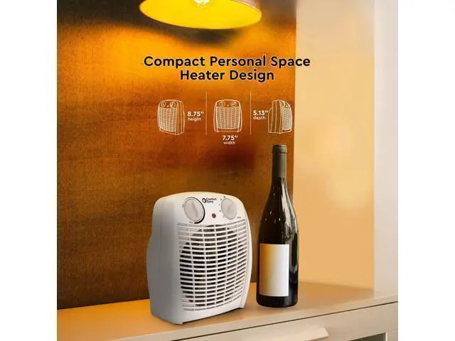 Alt view image 6 of 7 - CZ45E 750/1,500-Watt Fan-Forced Personal Heater with Adjustable Thermostat, Overheat Protection, Safety Tip-Over Switch, Energy Save Features, and Convenient Carry Handle, White