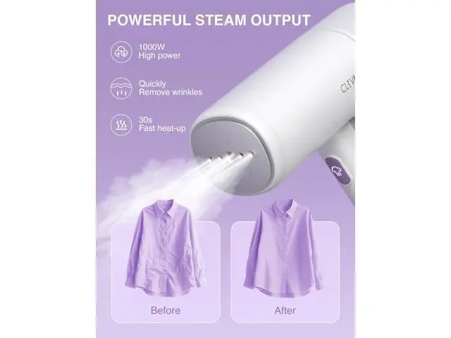 Alt view image 2 of 7 - Steamer for Clothes - Portable Garment Steamer for Clothing, Handheld and Foldable Travel Size Wrinkle Remover, 30-Second Fast Heat Up, Powerful Steam Output, 120V Only