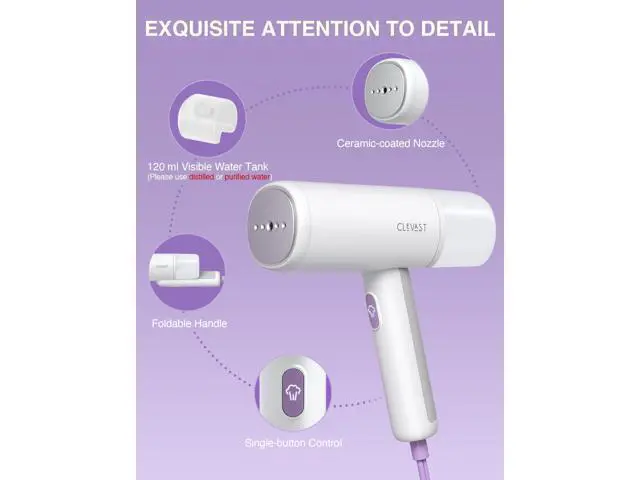 Alt view image 6 of 7 - Steamer for Clothes - Portable Garment Steamer for Clothing, Handheld and Foldable Travel Size Wrinkle Remover, 30-Second Fast Heat Up, Powerful Steam Output, 120V Only
