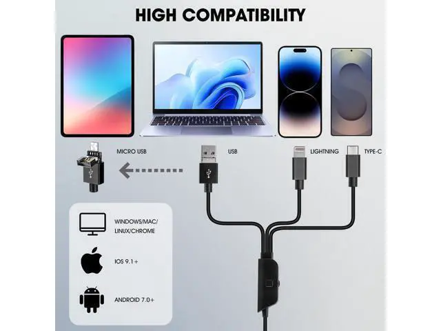Alt view image 2 of 7 - 1080P USB Digital Microscope with Metal Stand, 50X-1000X Handheld Microscope Camera with 8 LED Lights Compatible with iPhone/Android/Windows/Mac