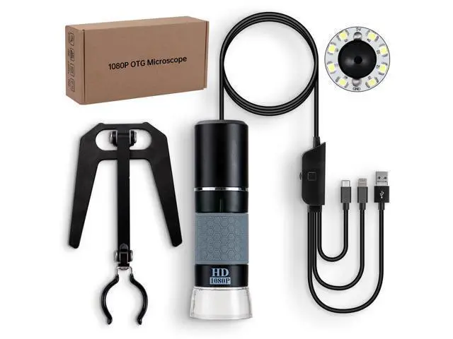 Alt view image 7 of 7 - 1080P USB Digital Microscope with Metal Stand, 50X-1000X Handheld Microscope Camera with 8 LED Lights Compatible with iPhone/Android/Windows/Mac