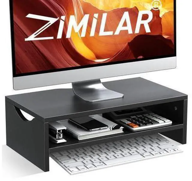 Main image of Zimilar Monitor Stand, 2-Tier Laptop Computer Monitor Stand Riser for PC, iMac, Desktop Wooden Screen Stand with Storage Organizer for Home Office