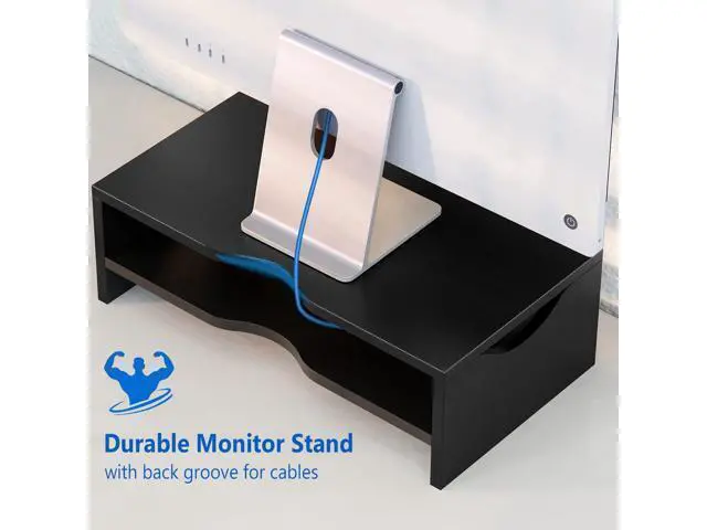 Alt view image 2 of 5 - Zimilar Monitor Stand, 2-Tier Laptop Computer Monitor Stand Riser for PC, iMac, Desktop Wooden Screen Stand with Storage Organizer for Home Office