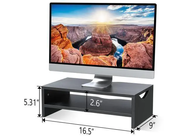 Alt view image 3 of 5 - Zimilar Monitor Stand, 2-Tier Laptop Computer Monitor Stand Riser for PC, iMac, Desktop Wooden Screen Stand with Storage Organizer for Home Office