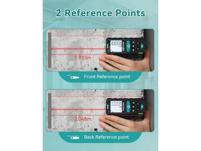Alt view image 2 of 7 - Laser Measure,RockSeed Digital Laser Distance Meter with 2 Bubble Levels,Portable M/in/Ft Unit Switching Backlit LCD and Measuring Distance/Area/Volume/Pythagorean