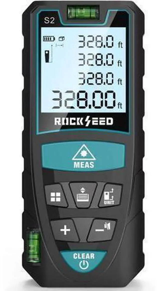 Main image of Laser Measure,RockSeed Digital Laser Distance Meter with 2 Bubble Levels,Portable M/in/Ft Unit Switching Backlit LCD and Measuring Distance/Area/Volume/Pythagorean