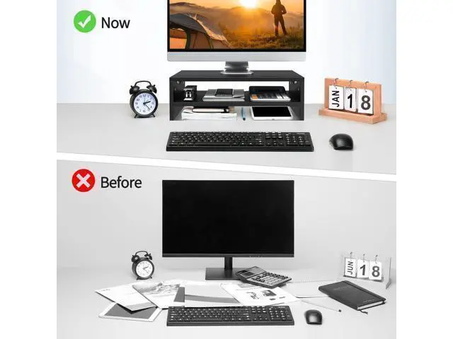 Alt view image 5 of 5 - Zimilar Monitor Stand, 2-Tier Laptop Computer Monitor Stand Riser for PC, iMac, Desktop Wooden Screen Stand with Storage Organizer for Home Office