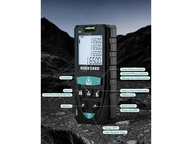 Alt view image 5 of 7 - Laser Measure,RockSeed Digital Laser Distance Meter with 2 Bubble Levels,Portable M/in/Ft Unit Switching Backlit LCD and Measuring Distance/Area/Volume/Pythagorean