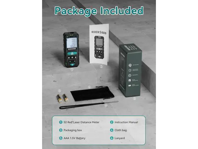 Alt view image 7 of 7 - Laser Measure,RockSeed Digital Laser Distance Meter with 2 Bubble Levels,Portable M/in/Ft Unit Switching Backlit LCD and Measuring Distance/Area/Volume/Pythagorean