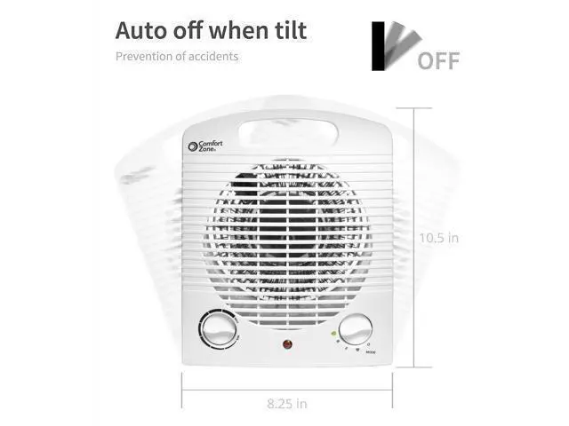 Alt view image 6 of 7 - Personal Space Heater Energy Efficient 1500W Electric Heater with Adjustable Thermostat, 3 Heat Settings & Energy Save Mode Portable, Tip-Over & Overheat Protection for Home & Office