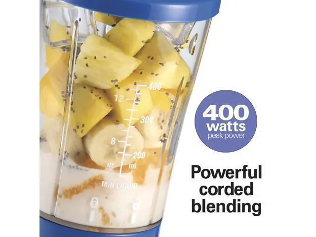Alt view image 3 of 7 - Portable Blender for Shakes and Smoothies, 14 Oz BPA Free Travel Cup & Lid, Durable Stainless Steel Blades, Personal Smoothie Blender, Blue, 51132G