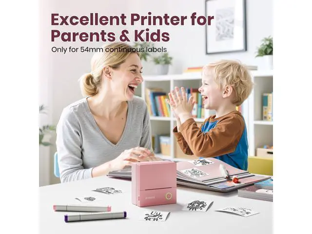 Alt view image 6 of 7 - Sticker Printer, PM290C Portable Mini Printer, Inkless Bluetooth Sticker Maker with 3 Rolls Paper, Impresora Portátil for Notes, Journal, DIY, Gift, Print Pod for School/Office/Home, Pink