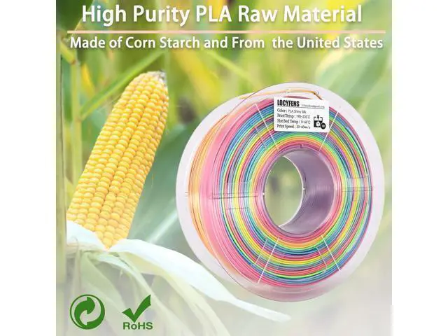 Alt view image 6 of 7 - Silk PLA Filament Multicolor, 3D Printer Filament Rainbow PLA Filament 1.75mm +/- 0.02mm, 3D Printing Filament 1kg/2.2lbs
