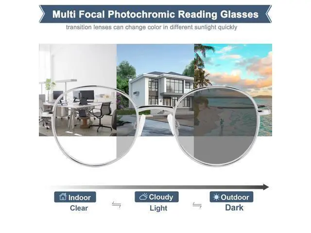 Alt view image 2 of 5 - GHDBFMB Photochromic Progressive Multifocus Reading Glasses For Men And Women 1.5 Round Multifocal Readers Transition Eyewear