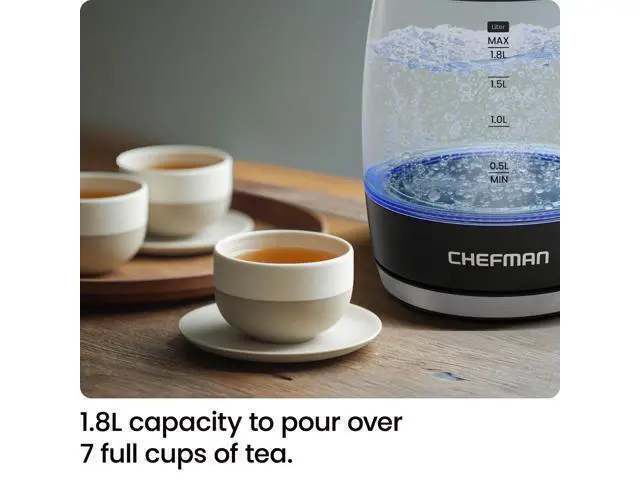 Alt view image 3 of 7 - Electric Kettle, 1.8L 1500W, Hot Water Boiler, Removable Lid for Easy Cleaning, Auto Shut Off, Boil-Dry Protection, Stainless Steel Filter, BPA Free, Borosilicate Glass Electric Tea Kettle