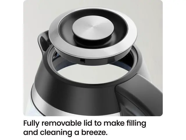 Alt view image 5 of 7 - Electric Kettle, 1.8L 1500W, Hot Water Boiler, Removable Lid for Easy Cleaning, Auto Shut Off, Boil-Dry Protection, Stainless Steel Filter, BPA Free, Borosilicate Glass Electric Tea Kettle