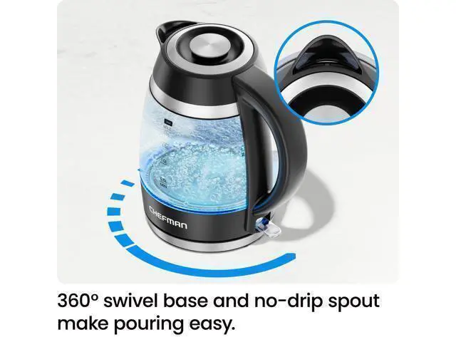 Alt view image 6 of 7 - Electric Kettle, 1.8L 1500W, Hot Water Boiler, Removable Lid for Easy Cleaning, Auto Shut Off, Boil-Dry Protection, Stainless Steel Filter, BPA Free, Borosilicate Glass Electric Tea Kettle