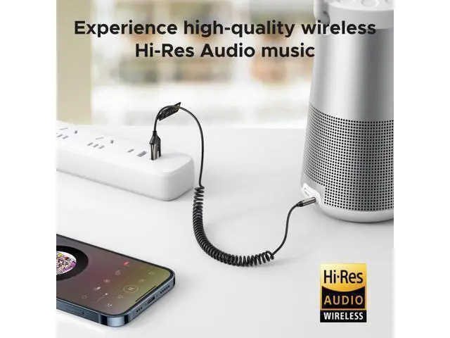 Alt view image 6 of 7 - Aux to Bluetooth 6.0 Car Adapter with LDAC, 3.5mm Aux Adapter Built-in Microphone, Car Bluetooth Audio Receiver for Hands-Free Calls Compatible with Speaker & Home Audio