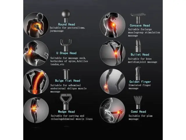 Alt view image 7 of 7 - Massage Gun Deep Tissue,Percussion Back Massager Gun for Athletes Muscle Massage Gun for Pain Relief with 8 Massage Heads & 20 Speeds (Matte Black)