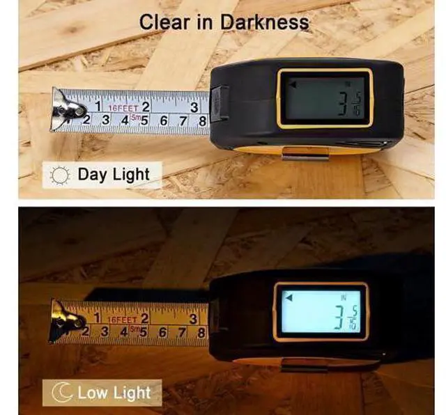 Alt view image 4 of 6 - Digital Tape Measure 16ft/5m, 25mm Wide Blade Retractable Measuring Tape with Easy Read LCD Screen, 9 Data Memory, 2-in-1 Auto Lock Metric and Imperial Units