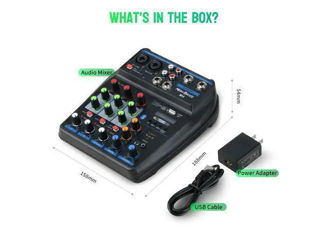 Alt view image 7 of 7 - DJ Audio Mixer, DJ Mixers 4 Channel Sound Board with Bluetooth, NEW BAXS Sound Mixer Board XLR/1/4" Interface, USB/MP3 Computer Input 48V Phantom Power Stereo DJ Studio Streaming KTV Stage