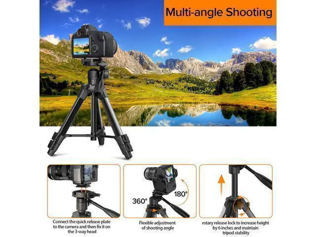 Alt view image 4 of 7 - Camera Tripod 66.7 Inch, Patented 3-Way Rotating Portable Cameras Stand Professional Aluminum Travel Phone Camera Mount Monopod for Camera, Smartphone, Suitable for Various Live Vlogging