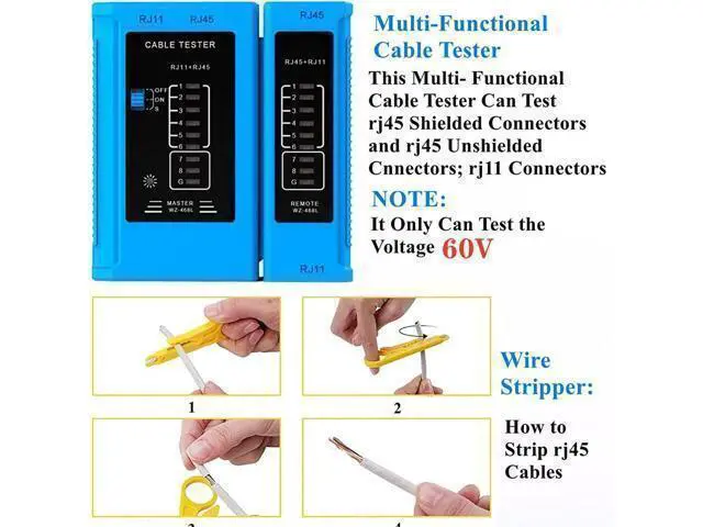 Alt view image 6 of 7 - rj45 Crimping Tool for Cat6 Cat5e Cat5, Sturdy Crimper for rj45 rj12/11 Pass-Through Connectors with 50pcs rj45 Cat5e Pass-Through Connectors, 50pcs Covers, Wire Stripper; Network Cable Tester