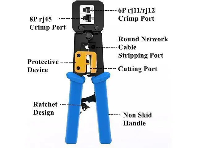 Alt view image 7 of 7 - rj45 Crimping Tool for Cat6 Cat5e Cat5, Sturdy Crimper for rj45 rj12/11 Pass-Through Connectors with 50pcs rj45 Cat5e Pass-Through Connectors, 50pcs Covers, Wire Stripper; Network Cable Tester