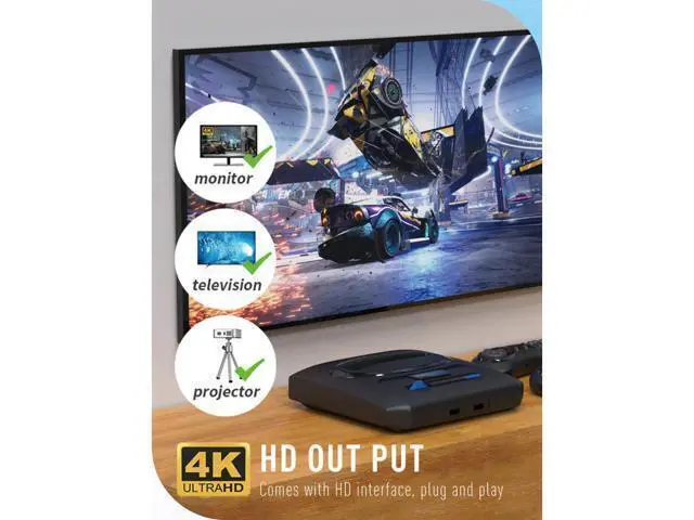 Alt view image 5 of 6 - BONAEVER 16 Bit Md Retro Video Game Wireless Console Game Standick 4k Hdmi Built-in 1913 Classic Games for Sega Genesis Mini / Mega Drive