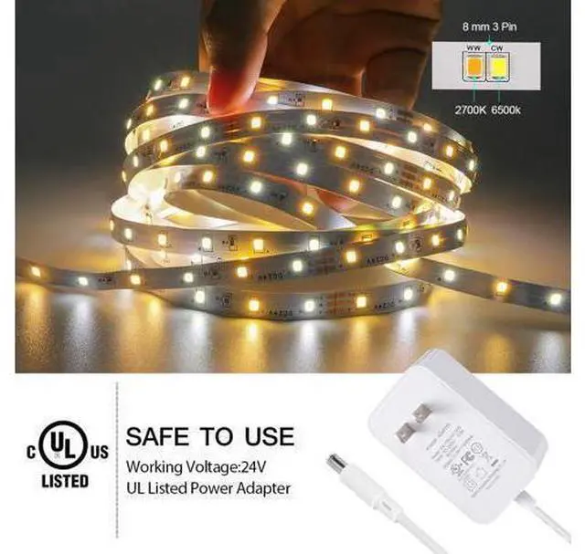 Alt view image 5 of 7 - White LED Strip Lights 100ft Dimmable LED Light Strip Warm White to Cool 2700K-6500K Bright 24V LED Tape Light with Remote App Control Led Lights for Bedroom Kitchen Ceiling