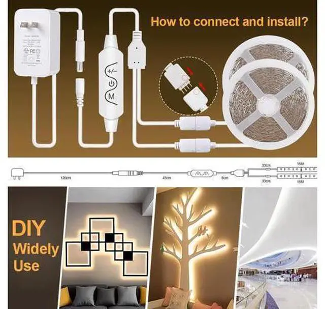 Alt view image 6 of 7 - White LED Strip Lights 100ft Dimmable LED Light Strip Warm White to Cool 2700K-6500K Bright 24V LED Tape Light with Remote App Control Led Lights for Bedroom Kitchen Ceiling