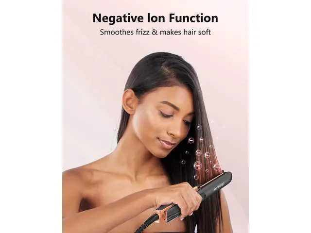 Alt view image 2 of 7 - Hair Straightener 1 Inch Flat Iron and Curler 2 in 1 Titanium Ceramic Ionic Dual Voltage Straightener with Heat-Resistant Silicone, for Less Frizz, Shinier & Smoother