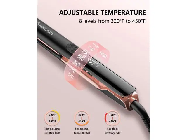 Alt view image 3 of 7 - Hair Straightener 1 Inch Flat Iron and Curler 2 in 1 Titanium Ceramic Ionic Dual Voltage Straightener with Heat-Resistant Silicone, for Less Frizz, Shinier & Smoother