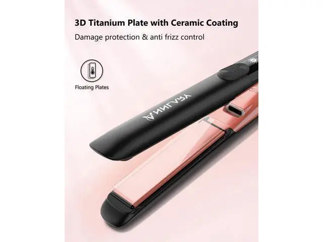 Alt view image 4 of 7 - Hair Straightener 1 Inch Flat Iron and Curler 2 in 1 Titanium Ceramic Ionic Dual Voltage Straightener with Heat-Resistant Silicone, for Less Frizz, Shinier & Smoother